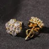 18K Real Gold Hiphop CZ Oorknopjes voor Mannen Vrouwen en Meisjes Geschenken Diamanten Oorbellen Studs Punk Sieraden