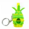 wholesale hand pipe spoon silicone smoking hookah small oil burner pipes glass bong pyrex colorful with keychain and