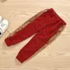 Humor Bear FashionNew Autumn Children Baby Girls Clothing Sets Long Sleeve Love Sequin T-shirt+Pants 2PCS Cotton Kids Clothes X0902