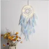 Işıkları ile Rüya Catcher El Yapımı Duvar Asılı Dekor Süsler Kızlar Için Craft Bedroom Araba Ev Renkli Tüy Dreamcatchers