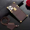 Top Fashion Designer Phone Cases For iPhone 15 14 13 Pro Max 12 11 XR XS XSMax Samsung S20 NOTE 20 ultra PU leather Cover With lanyard