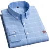 Большие размеры 6xl 5xl Мужская рубашка с длинным рукавом 100% хлопок Оксфордская рубашка Модные клетчатые повседневные мужские рубашки Мужская одежда 220222