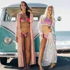 Sexy Beach Cover up Crochet Lace Pink Swimwear Dress Ladies Tunics for Kaftan Women wear Saida de Praia #Q286 210420