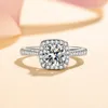 Excellent Cut Diamond Test Passed D Color High Clarity Moissanite Cushion Ring Silver 925 Jewelry Anniversary