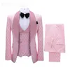 Formal Men's Suit Groom Shawl Lapel Polka Dots Tuxedos Wedding Slim Fit Suit