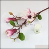 Festlig festtillbehör trädgård dekorativa blommor kransar Rinlong konstgjord magnolia silke lång stam fall dekor blomma för lång vas kitche