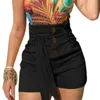 Ly dames shorts met riem hoge taille knop slank fit korte broek voor zomer do99 dames