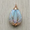 Cor ouro opalite opal fio envoltório artesanal árvore de vida encantos naturais pingentes de pedra diy colar de jóias fazendo