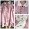 Japanska ulzzang spets broderi docka klänning kvinnor hajuku rosa ruffles kawaii klänningar lolita cosplay söt lös vestidos 210520