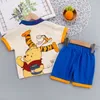 Одежда с короткими рукавами для мальчиков и девочек, детская одежда, летняя рубашка с принтом мультфильмов, рубашка поло, шорты, детские спортивные костюмы