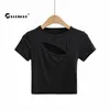 Chest Open T Shirt Women Short Sexy Slim Fitness Sports Sleeve Breathable Elasticity Quick Dry Yoga Top Outfit