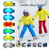 Dzieci Narciarstwo Snowboarding Łyżwiarstwo Gogle Ochrona UV Ochrona anty-mgła Szeroka sferyczna obiektyw Obiektyw Anti-Slip Strap Hełm kompatybilny