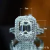 Wedding Rings Luxury Silver Plated Rectangle Zircon For Women Shine White CZ Stone Full Paved Fashion Jewelry Romantic Band