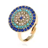 Boucles d'oreilles collier bohème démon oeil soleil fleur + anneau Bracelet quatre pièces ensemble rond yeux bleus turcs pour femmes bijoux