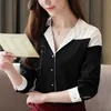Frühlingsmode koreanische elegante Kleidung OL Langarm Chiffon Bluse V-Ausschnitt gewürzte Hemden Frauen Blusas Damen Tops 8476 50 210527