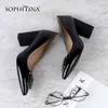 SOPHITINA Sexy Pointed Toe Pumps High Quality Kid Suede Comfortable Square Heel Shoes Special Design Elegant Women's Pumps SC166 210513