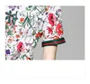 Bow Boutique Printed Dress Short Sleeve OL Summer Dress High-end Fashion Sweet Lady Dresses Party Dress