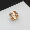 Europe America Fashion Style Rings Men Lady Womens Gold Silver-Color Metal Graved V Initials 18k Gold Plated Wide Lovers Nanogra2017