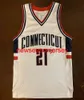 100% sömda UConn Connecticut Huskies Ricky Moore baskettröja Mens Women Youth Syched Custom Number Name Jerseys XS-6XL