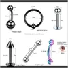 Rings studs 4pcssets roestvrijstalen ring neus nagels oor botbal lip wenkbrauw nagel punctie accessoire body piercing sieraden unisex xb vmp7i