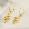 Andywen 925 Sterling Silver Gold Small Snake Pendant Pendiente Drop Earring Crystal CZ Zircon Piercing Fine Smycken 210608