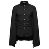 Svart gotisk tröja Män Långärmad kappa Splicingskjorta för män High Street Casual Solid Shirts Mens Nightclub Camisas 210524