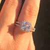 100% 925 sterling zilver engagement bruiloft belofte ring voor vrouwen roze blauwe mode vinger originele ontwerp sieraden R886