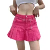 SKIRTS MINI MINI SAUTA MULHERES Y2K Girls plissous Ruffle Casual A Line Jean Short Denim