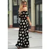 Frauen Kleid Dot Gedruckt Maxi Trägerlos Slash Neck Off Schulter Sexy Bohemian es Mädchen Mode Sommer es 210524