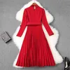 Tidig vår Hepburn Style Dress Women Winter Sashes Pläterad Medium Lång Full SleeveLe Pocket Diamond Sweet 210520