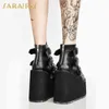 Design de marca preto estilo gótico espesso primavera outono inverno sapatos mulheres moda punk rua cosplay botas mais tamanho 50 211104