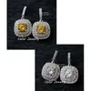 Mirco-Paved Full Cubic Zirconia Crystal Square Yellow Green Pink Dark Blue Stone Drop Earrings for Women CZ045 210714