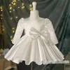 Mädchen Kleider 1. Geburtstag Kleid für Baby Mädchen Perle Langarm Taufe Schleife Tutu Prinzessin Mädchen Party und Hochzeit Kleider