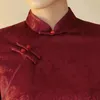 Etnisk Kläder Orientale 2021 Jacquard Satin Evening Dresses Long Cheongsam Klänning Förbättrad Traditionell Kinesisk Qipao Rödklänning