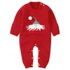 Herfst Winter Trui Geboren Baby Meisje Jongen Kleding Kerstmishoed Print Knit Dikke Romper Jumpsuit Warm Outfit 210417