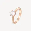結婚指輪の女性ステンレス鋼合金18Kローズゴールドメッキクラフトは決してフェードされませんアレルギーダイヤモンドリングファッションチャームアクセサリージュエリーポーチ卸売