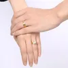 Anéis de Casamento Moda Coreano Casal Anel para Amantes Homens Mulheres Aço Inoxidável Cor De Ouro Jóias Por Atacado Zircon Stone R571G
