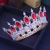 Guld drottning kung bröllop tiara krona brud vintage kristall diadem kvinnor / män hår ornament brud huvud smycken tillbehör x0625