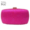 Boutique de FGG Pink Fuchsia Crystal Diamond Women Evening Purse Minere Clutch Bag Bridal Wedding Clutches Chain Handbag 2110225415364