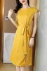 Summer Korean Fashion Silk Dresses Women Short Sleeve Office Lady Bodycon Plus Size Sheath Vintage 210531