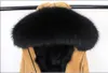 Frauen Pelz Faux 2021 Winter Natürliche Futter Jacke Mantel Frauen Mode Parka Cord Real Big Waschbären Kragen Lange Parkas