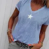Summer T Shirt Kobiety Casual V-Neck Koszulki Kobiet Krótki Rękaw Topy Dla Dziewczyn Grey Solid Top Femme Tee 210623
