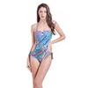 Verão Manga Swim Swim Suits Boho Ruffle Imprimir Swimwear Banhando Sexy Natação Para Mulheres Swimsuit B406 210420