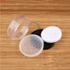 96 teile/los Großhandel Leere 10g Kunststoff Pulver Glas mit Schwarz Deckel Mini Gesichts Creme Fläschchen 10ml Make-Up flasche Puff Verpackung menge