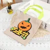 NEW21 * 23cm Halloween Wrap Bag Linne Pumpkin Häxa Ghost Portable Väskor Kids Festival Party Presentförpackning RRD12414