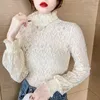 Long Sleeve Hollow Lace Blouse Shirt Women Tops Blouse Women Blusas Mujer De Moda Turtleneck Lace Women Blouse Blusa E316 210426