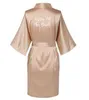 Satin Soie Robes Plus La Taille De Mariage Peignoir Mariée Demoiselle D'honneur Robe Robe Femmes Vêtements De Nuit Demoiselle D'honneur Or Rose 210831