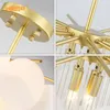 Kolye lambaları Modern Akrilik Kabuk Lüks Avize Altın Krom Metal Led Tavan Asılı Hafif Buzlu Yapraklar Cam Ağaç Şube Lambası