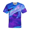 Men's T-Shirts Oversized T-shirt 2022 Summer And Women's Retro High-quality Blue Ice Crystal Print Top Short Sleeve
