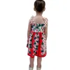 Filles de luxe Rose Robe imprimée 2021 Été Nouveaux enfants Polka Dots Bow Robe à bretelles Enfants Coton Robe plissée A6117 2574 Q2